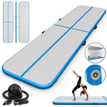 Gofun 10ft Inflatable Gymnastics Mat, Folding Gym Exercise Aerobics Air Track Floor Tumbling Mats, with Electric Pump for Stretc