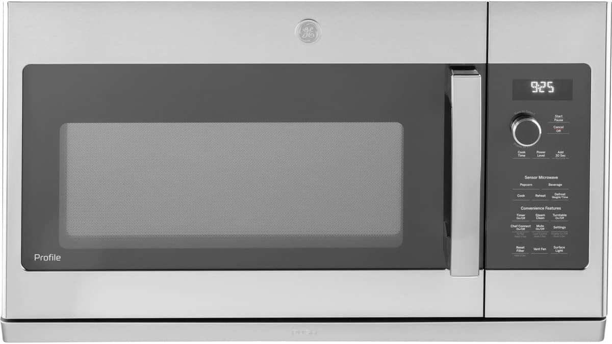 GE Profile 2.2 Cubic Feet 1000W Over-the-Range Sensor Microwave Oven with Extendable Slide-Out Vent and Sensor Controls, Stainless Steel