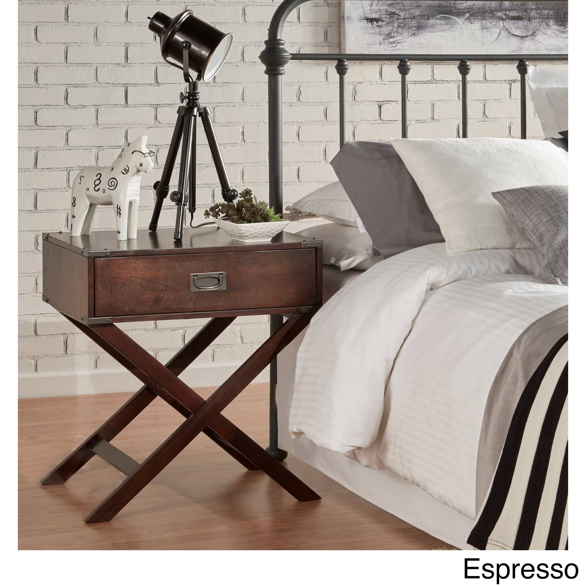 Kenton x Base Wood Accent Campaign Table by Inspire Q Bold - Espresso