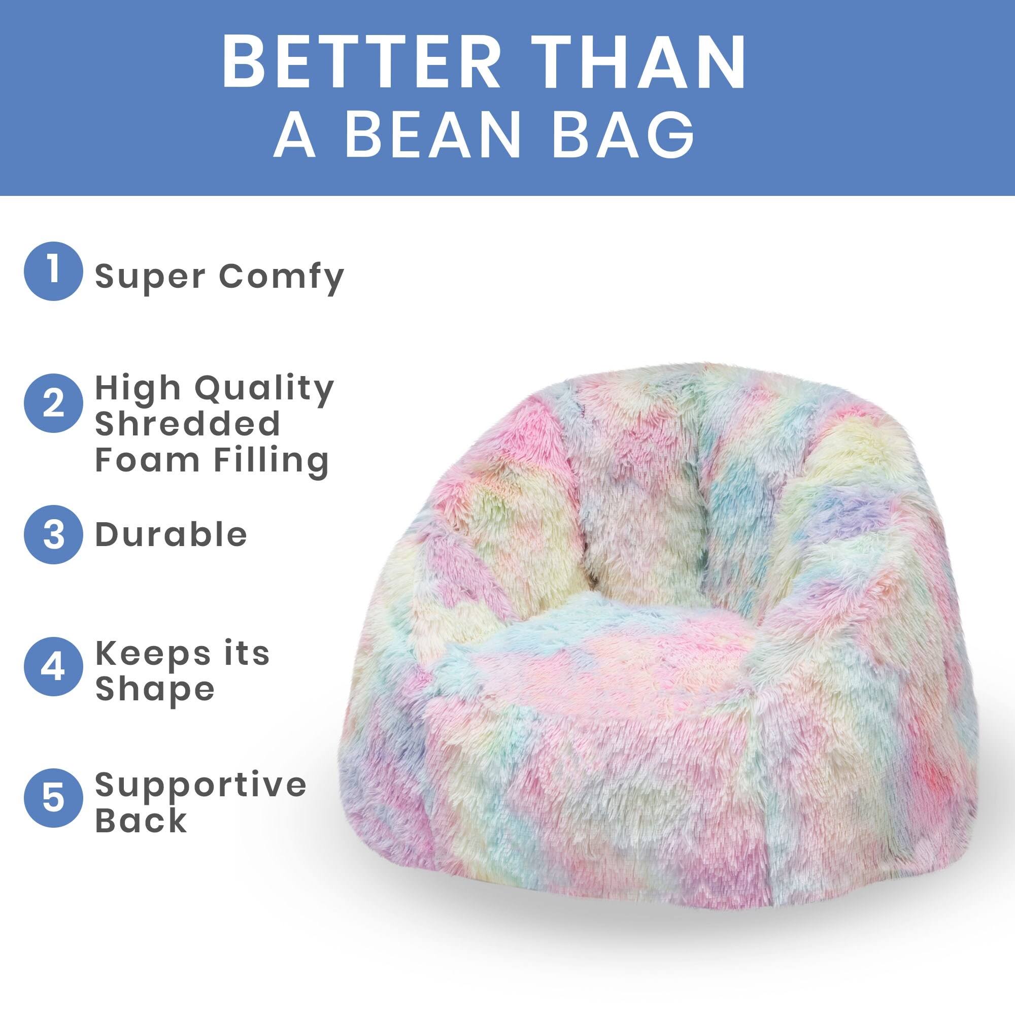Delta Children Cozee Fluffy Chair, Kid Size for Kids Up to 10 Years Old - Tie Dye