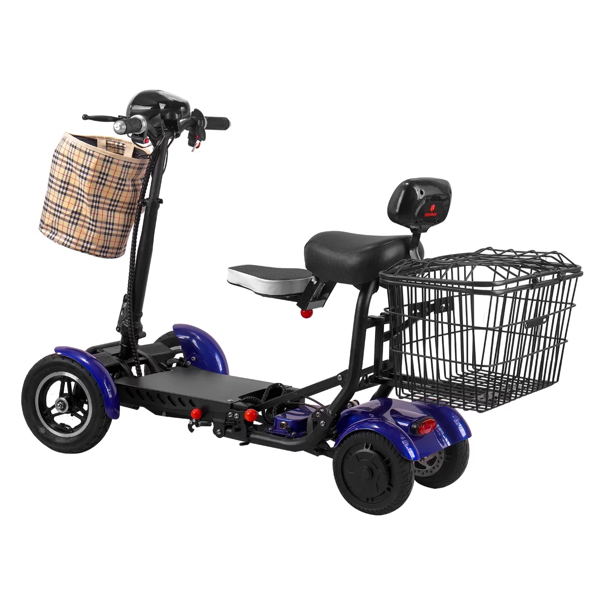 Bangeran Electric Mobility Scooter, 4 Wheel Foldable Portable, Up to 12 Miles - Blue
