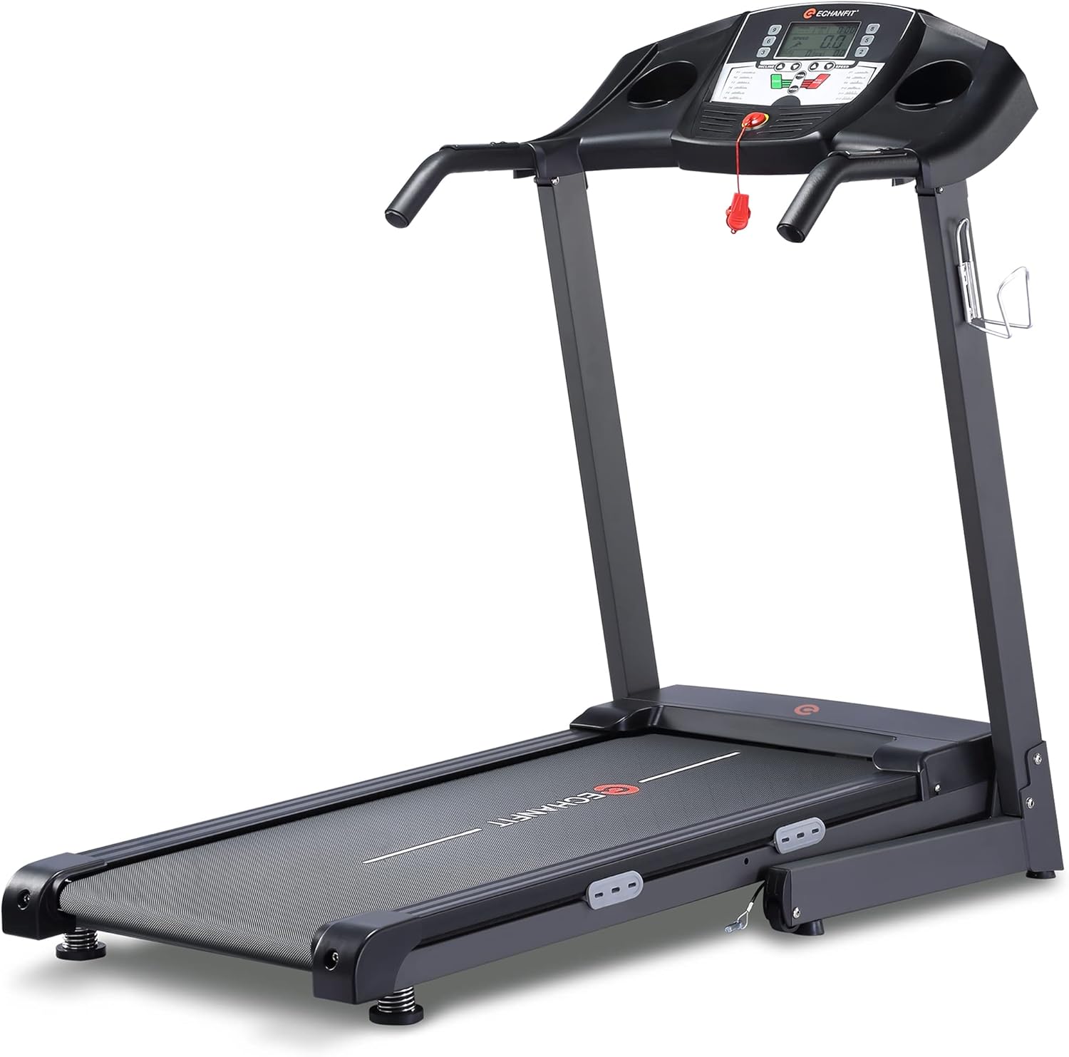 ECHANFIT Folding Treadmill with Auto Incline 0-12%, 2.5 HP Electric Running Treadmill with 15 Preset Programs for Fitness Exercise at Home Gym
