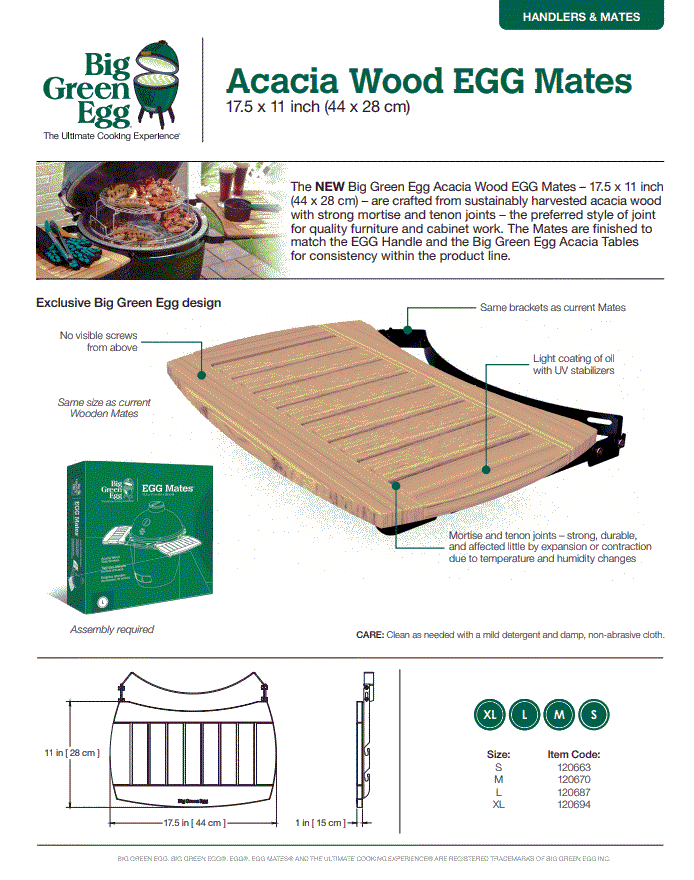 Big Green Egg Side Shelves, Acacia Wood, Extra Large