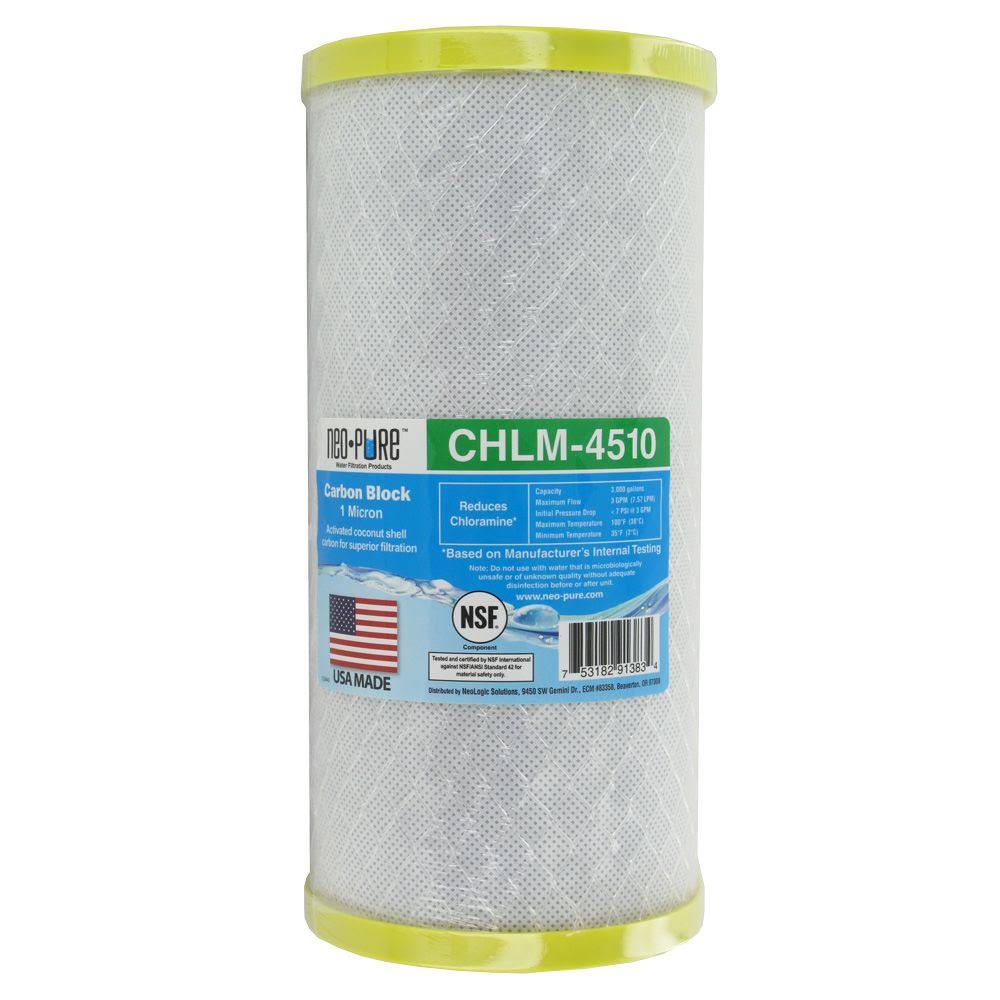 Neo-Pure CHLM-4510 9-7/8x22 x 4-1/2x22 Chloramine Carbon Block Filter 1 Micron - Single
