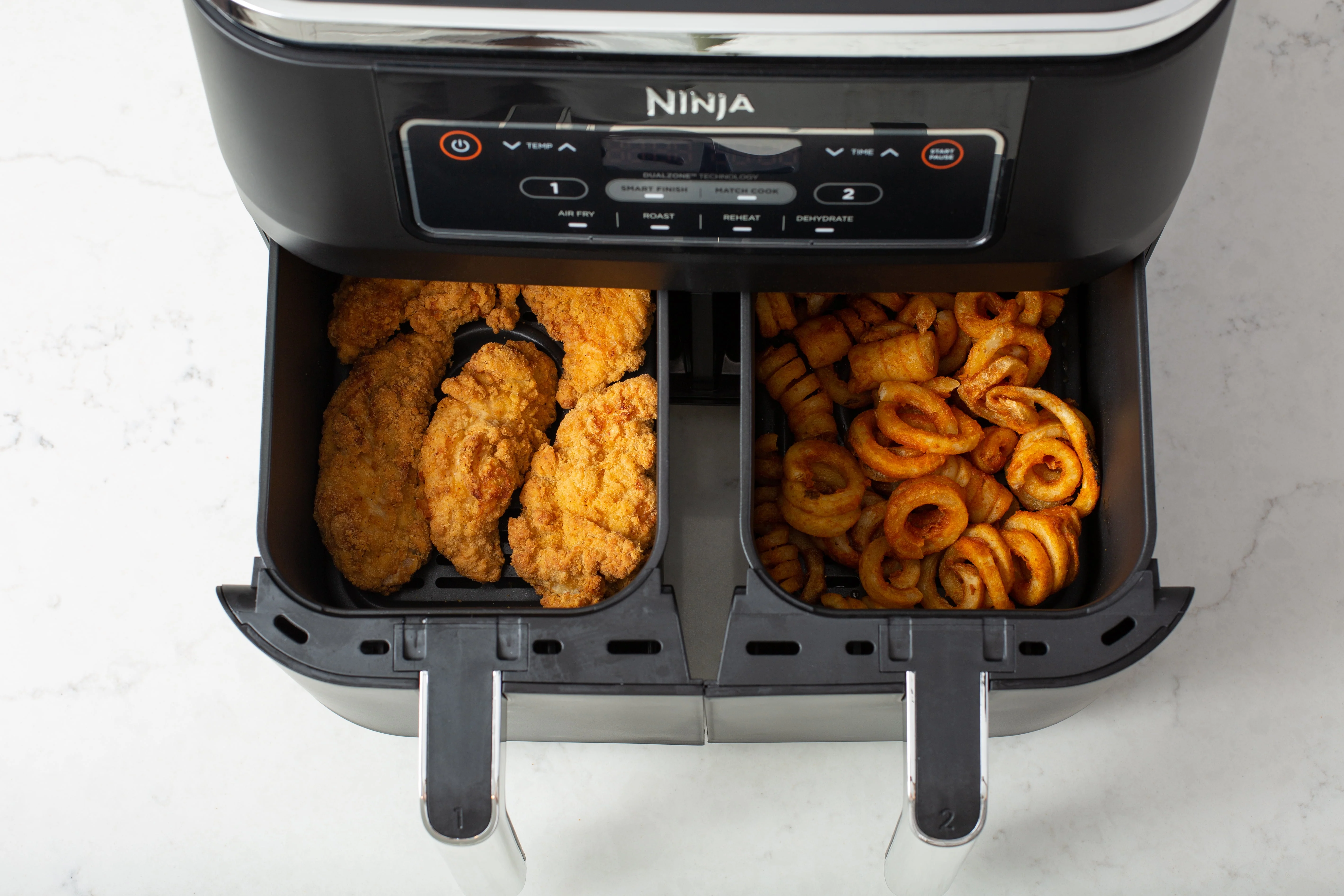 Ninja庐 Foodi庐 4-in-1 8-Quart. 2-Basket Air Fryer with DualZone Technology- Air Fry, Roast, & More DZ100