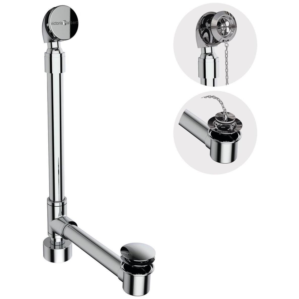 Victoria and Albert K-50 1-1/2x22 Tub Drain Kit - with Overflow - Polished Chrome