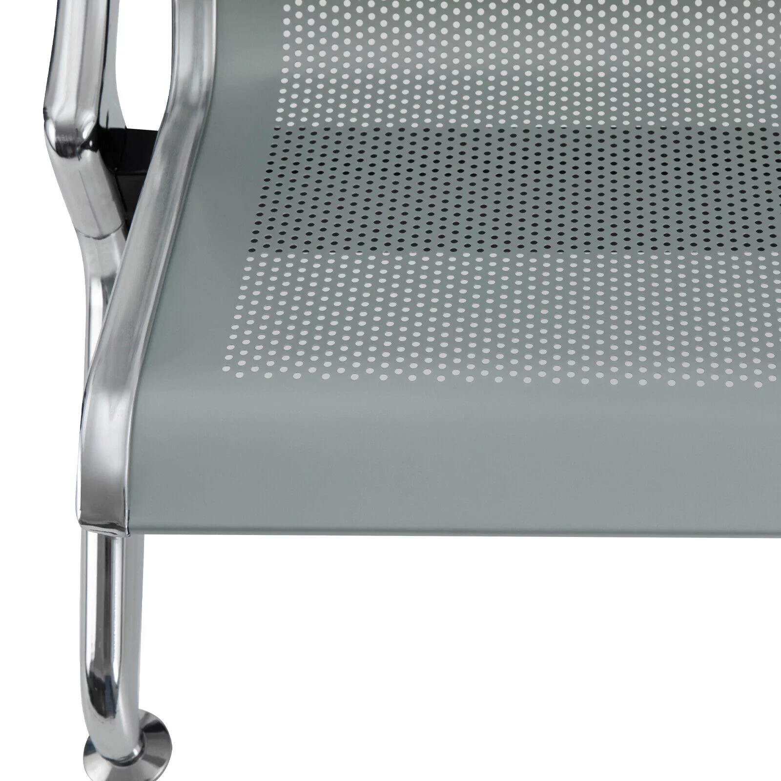 Miumaeov Office Reception Chair 3-Seat Guest Reception Chairs Waiting Room Chairs Steel Reception Bench with Arms for Airports Hospitals Barber Stores Silver