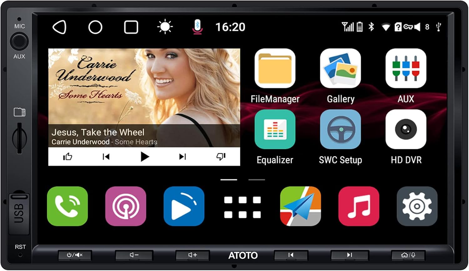 ATOTO S8 Ultra Double Din Car Stereo, 7 Inch Android in-Dash Navigation, Wireless CarPlay & Android Auto, Dual BT w/aptX HD, Gesture Operation, VSV&LRV, Built-in 4G Cellular Modem,4G+64G, S8G2A78UL-N