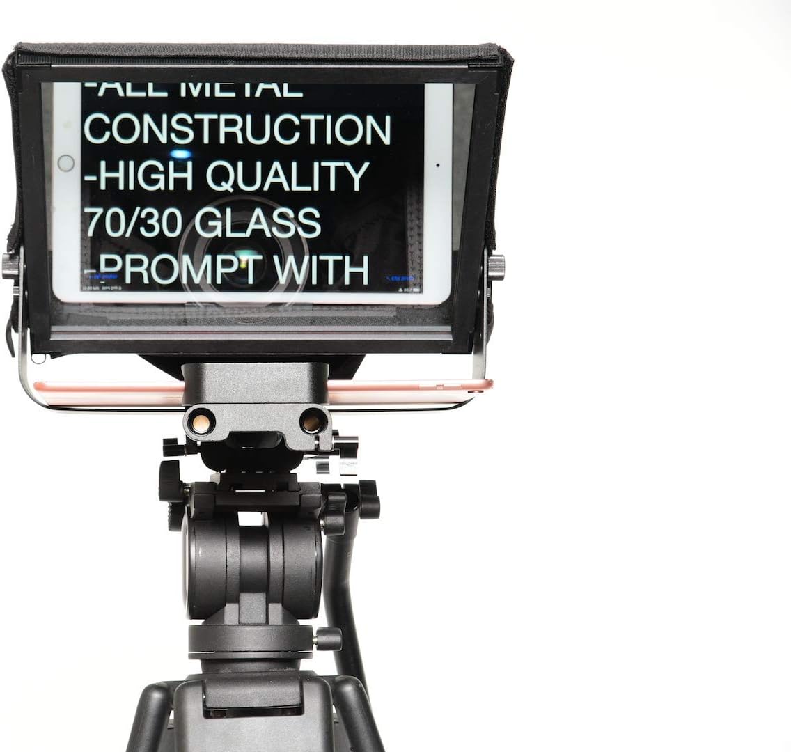 Glide Gear TMP 500 Universal Video Camera Tripod Teleprompter 15mm Rails w/ Carry Case