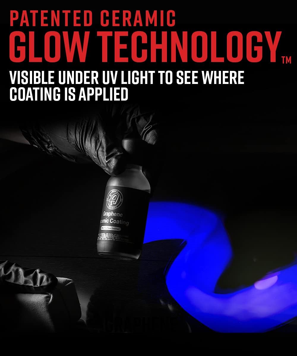 Adam's UV Graphene Ceramic Coating Kit - 10H Ceramic Coating for Cars W/ 7+ Years of Protection & UV Glow Technology | Apply After Car Wash Clay Bar Car Buffer Polisher | Boat RV Motorcycle