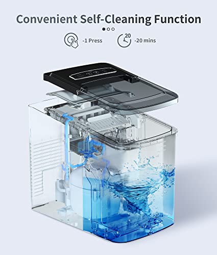 ecozy Nugget Ice Maker Countertop - Chewable Pellet Ice Cubes, 33 lbs Daily Output, Stainless Steel Housing, Self-Cleaning Ice Machine with Ice Bags for Parties, Kitchen, Bar, Office, Silver