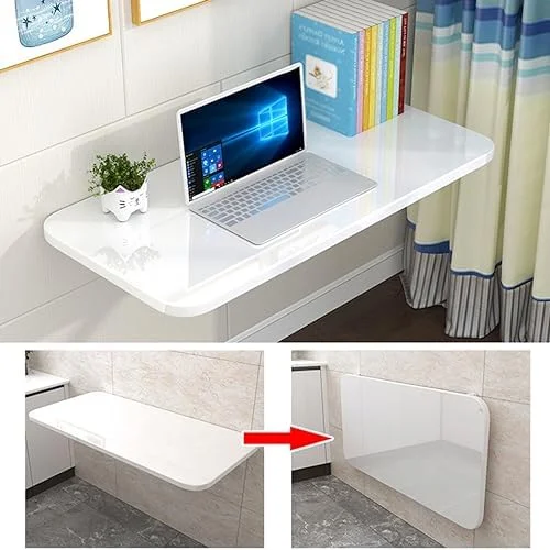 RUNFAYBIU Laundry Floating   Wood Wall Mounted Table  Bracket Heavy Duty  Drop Leaf Dining Stable Sturdy Table Small Wooden Desk Wall Table for Kitchen Laundry Office Room Restaurant Home