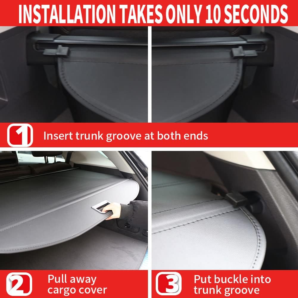 Marretoo for Chevy Chevrolet Equinox GMC Terrain Cargo Cover 2018 2019 2020 2021 2022 for Chevy Equinox Accessories with 【Extra Storage Net】Black Retractable Trunk Cover Security Shield Shade