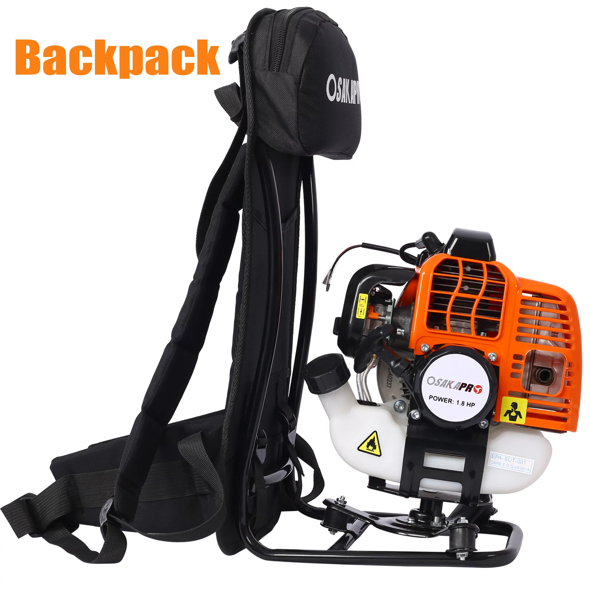 Backpack 52CC 2-Cycle Grass Trimmer, Sesslife 4 In 1 Gas Powered Lawn Mower Full Crankshaft Grass Edger with Gas Pole Saw, Hedge Trimmer, Grass Trimmer, Brush Cutter Attachment, Orange