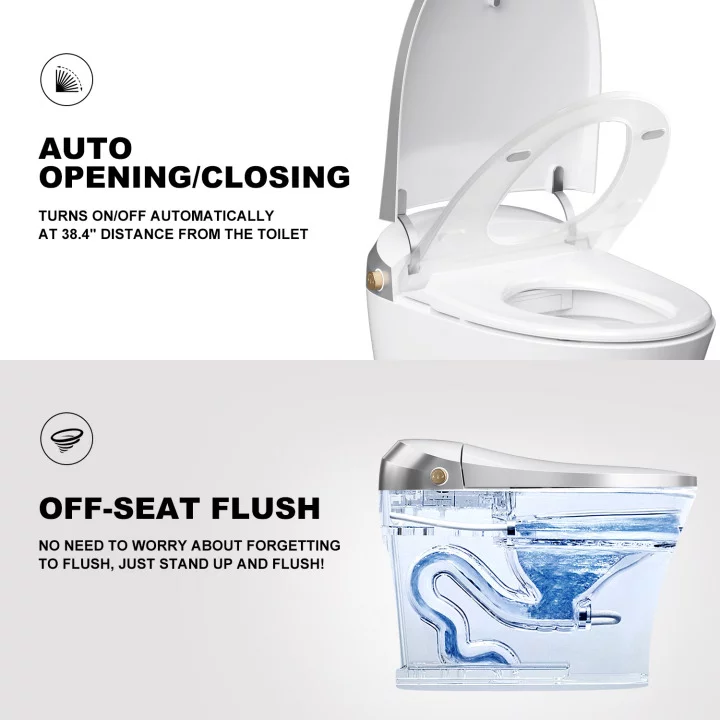 HOROW Smart Toilet, Heated Bidet with Dryer & Warm Water, Heated Seat, Auto Close Toilet Seat, Modern Tankless Toilet with Remote Control, HR-T20Y