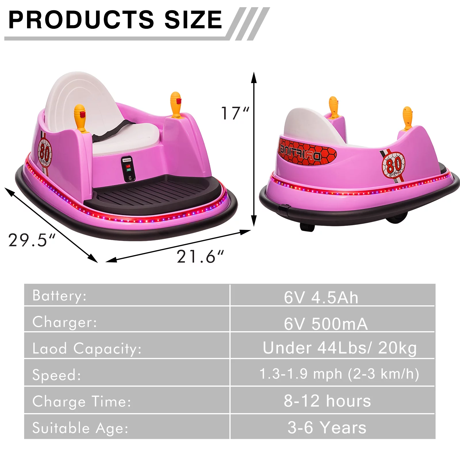 OTTARO 12V Electric Powered Ride on Bumper Car for Girls Boys with Remote Control,360 Spin,Music(Lavender)