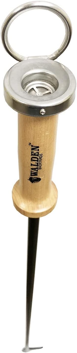 Walden Fire Pit Stoker Poker Long 33" - Stick-One-Way Airflow Valve-Blow Through Fire Poker Extra Long - High Carbon - Outdoor Campfire Tools and Accessories Fire-Poker for Fire Pit