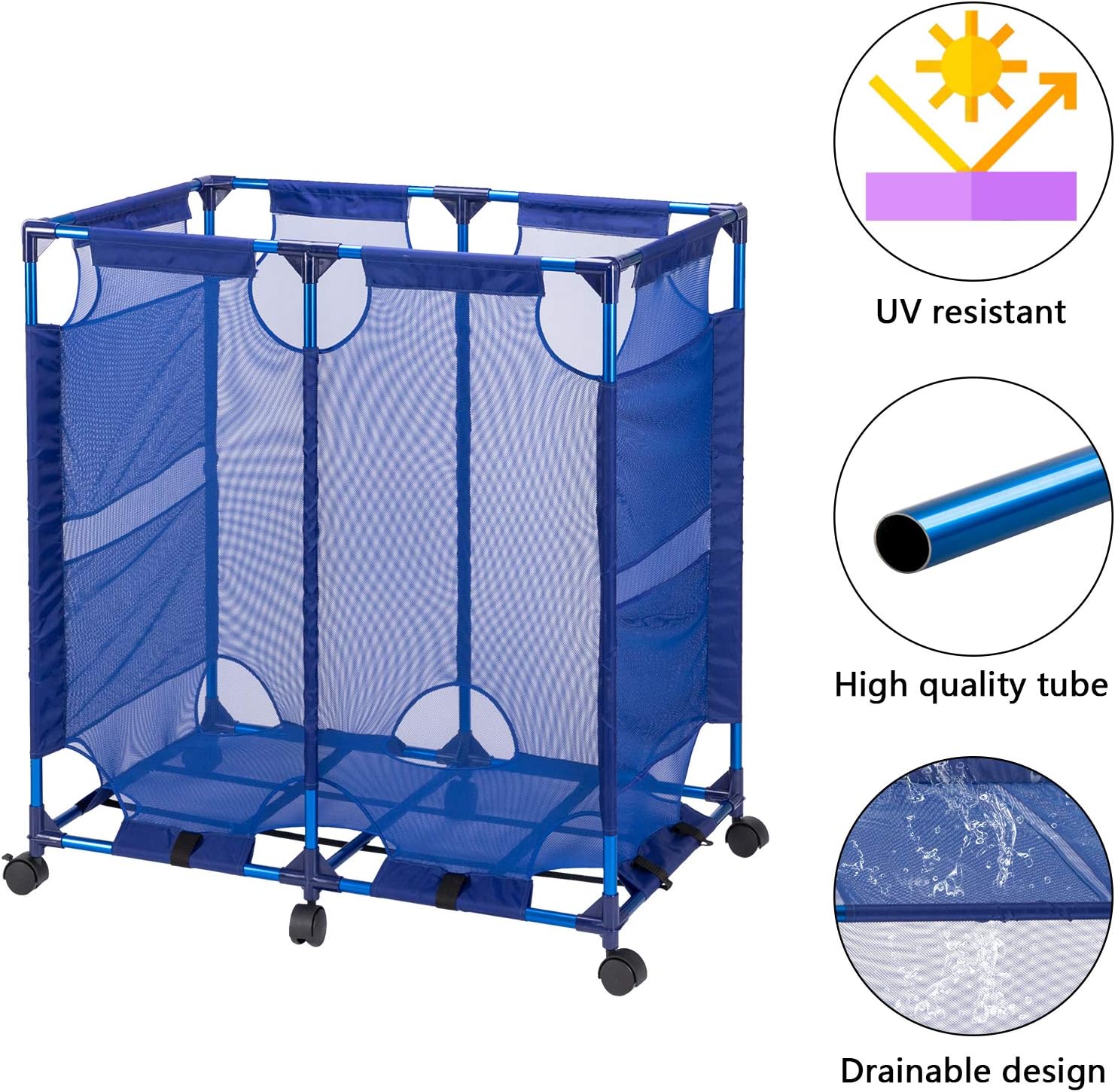 VINGLI Pool Storage Organizer Bin Rolling Poolside Mesh Container Pool Float Storage for Home Garage, Shed, Children Playroom or Pool Toys (36" x 24" x 36", Cutting) Pack of 2