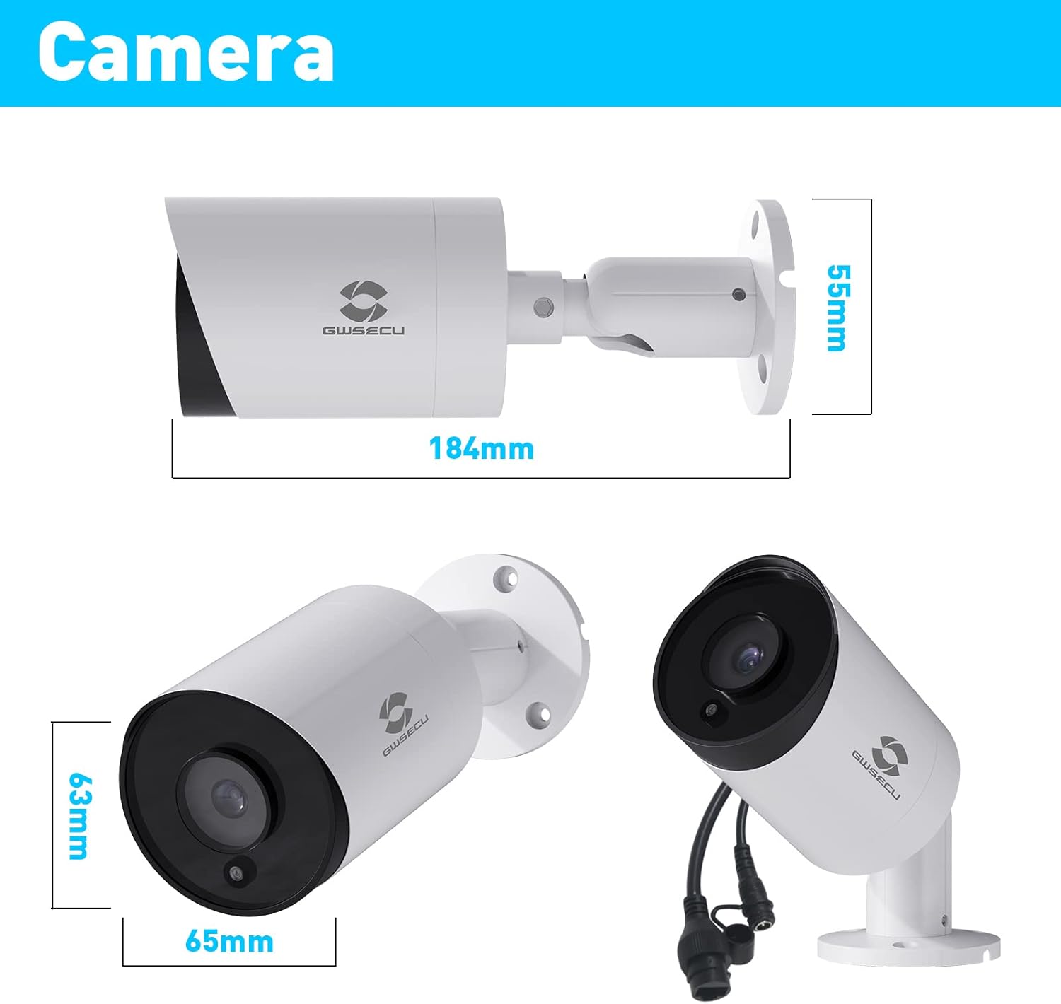 GWSECU 5MP PoE IP Camera with Mic, 1-Way Audio 2.8mm HD Video Surveillance Cam, Smart Human Detection, 100ft Night Vision, Network Security Cameras for Outdoor/Indoor Use