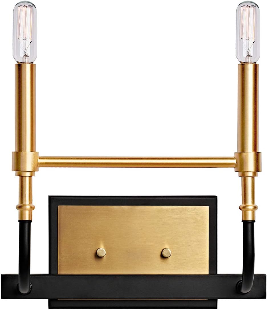 MOTINI 1-Light Farmhouse Gold Wall Sconces Black and Brushed Brass Finish Single Vanity Light for Bathroom, Bedroom, Kitchen, Living Room Wall Lighting Fixture, E12 Candelabra Sconces