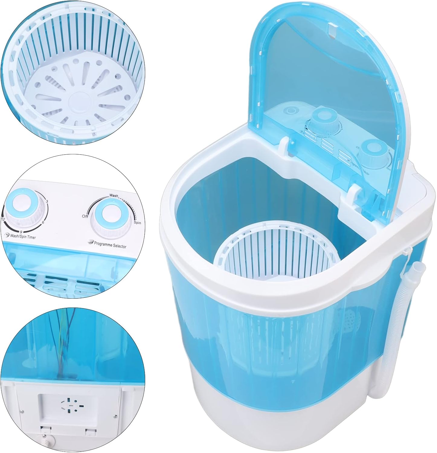 Portable Washing Machine, Mini Washer and Dryer Combo, Mini Top Load Washing Machine Washer Spinner for Camping, RV, Travel, Lightweight and Easy to Carry