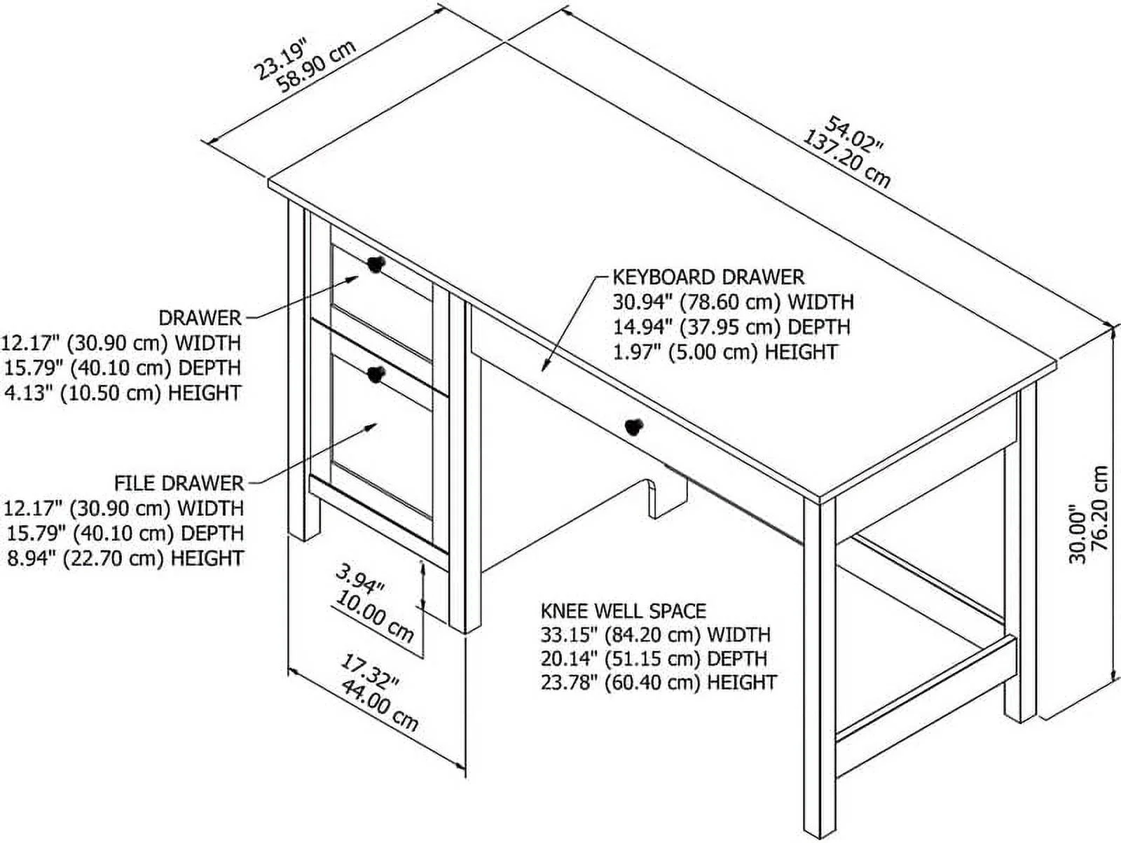 Farmhouse Engineered Wood Computer Desk With Drawers In White