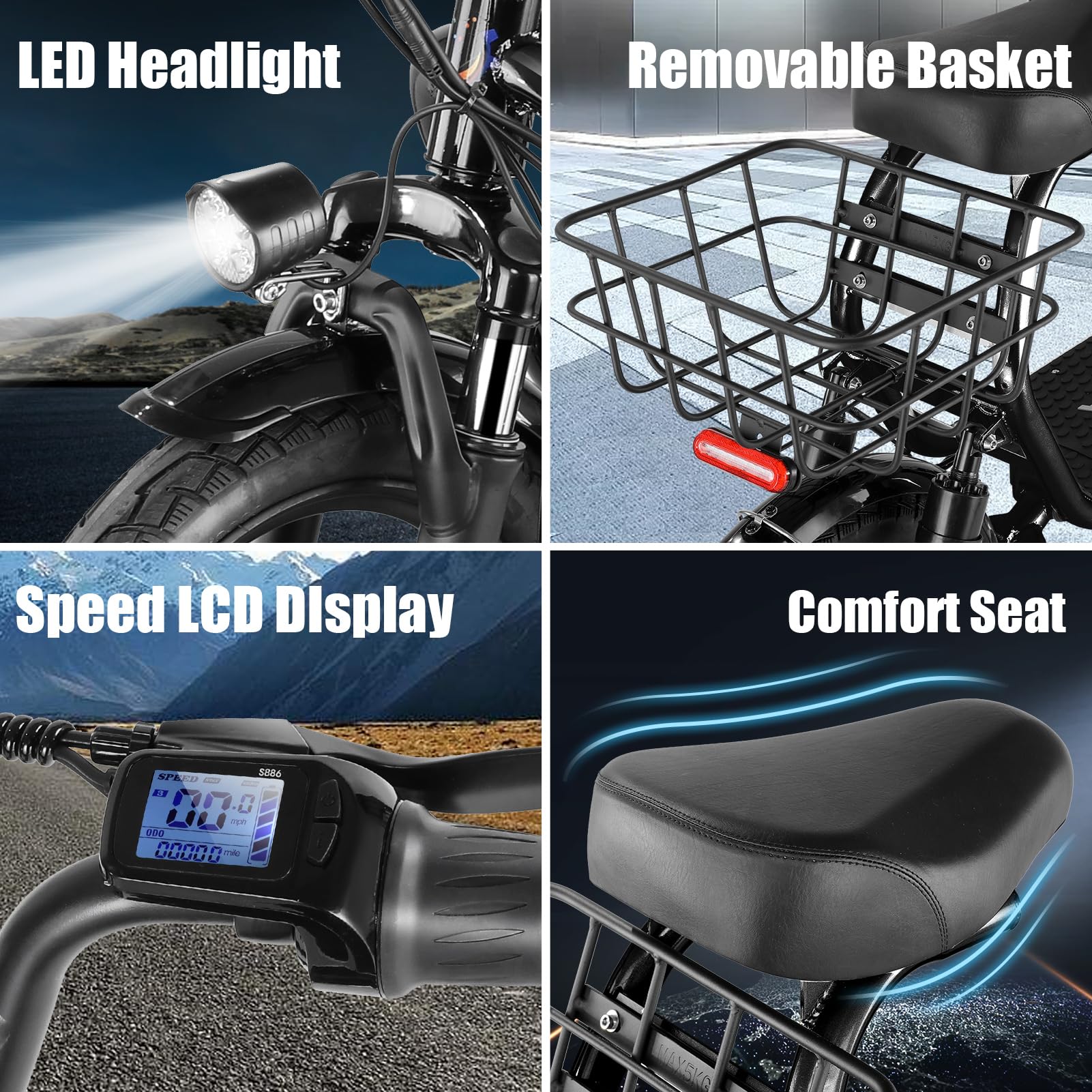 500W Electric Scooter with Seat for Adults, Max Speed 20 Mph Up to 25 Miles Range Moped, 14" Tire for Commuting Bike, Black
