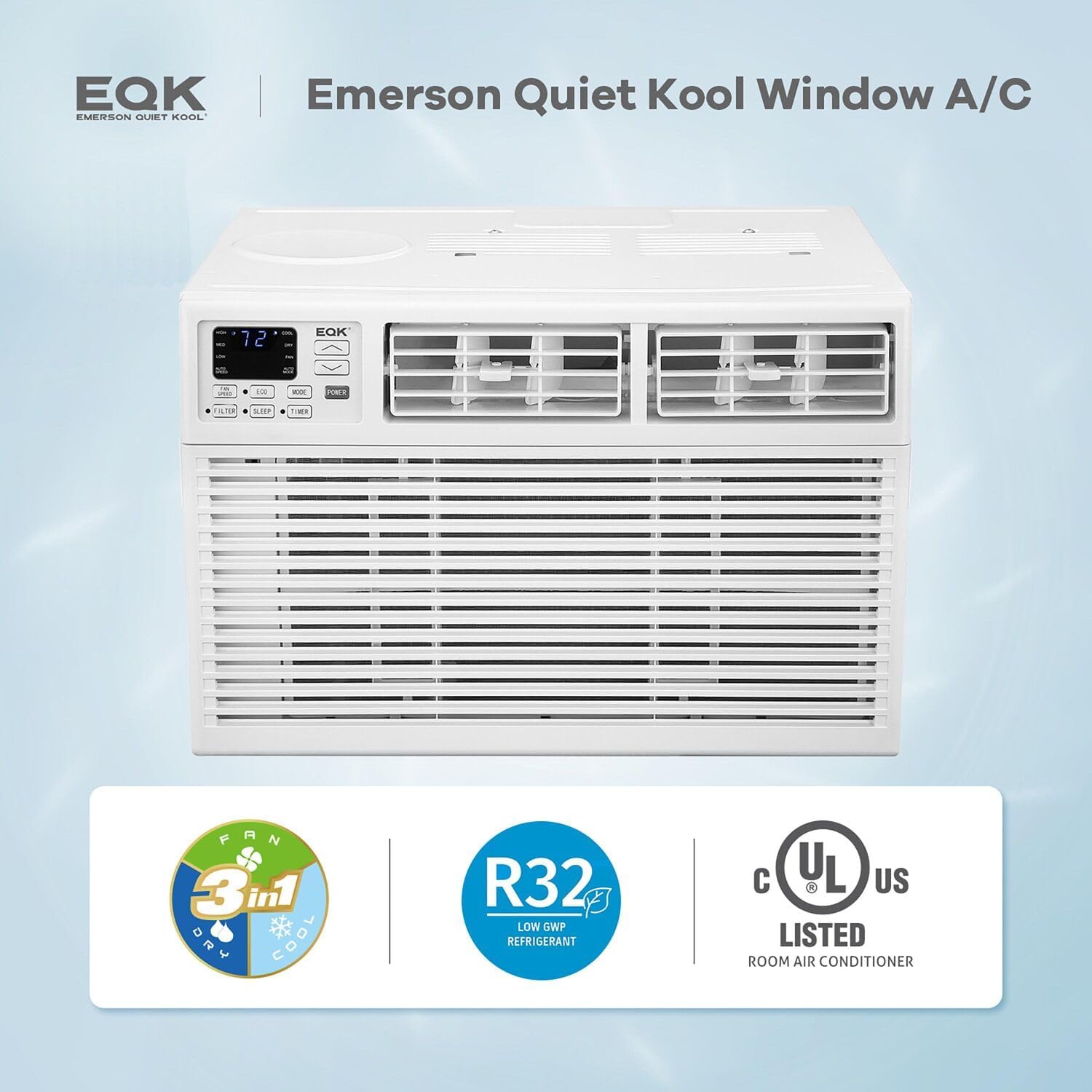 Emerson Quiet Kool 15,000 BTU Window Air Conditioner and Dehumidifier, 115V, Window AC Unit for Large Rooms up to 700 Sq. Ft., Perfect for Apartment and Living Room, Window Unit with Remote