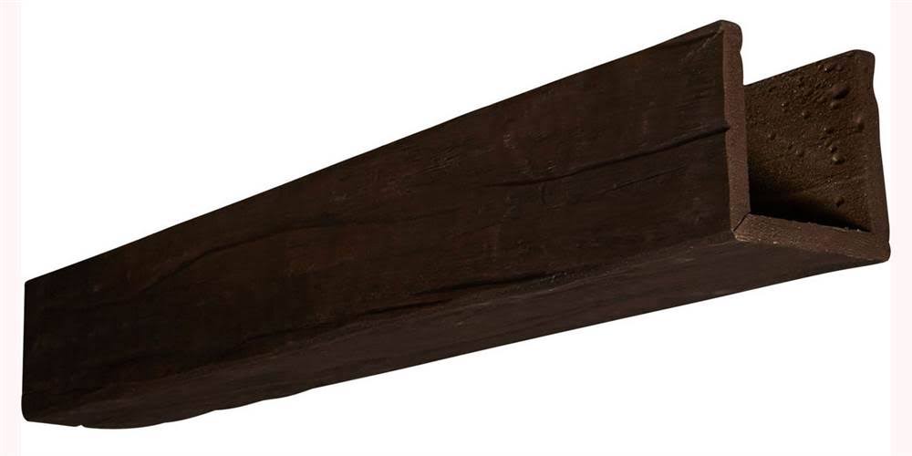 Ekena Millwork BMRW3C0080X100X096ES 8x22W x 10x22H x 8&L 3-Sided (U-beam) Riverwood Endurathane Faux Wood Ceiling Beam, Aged Ash