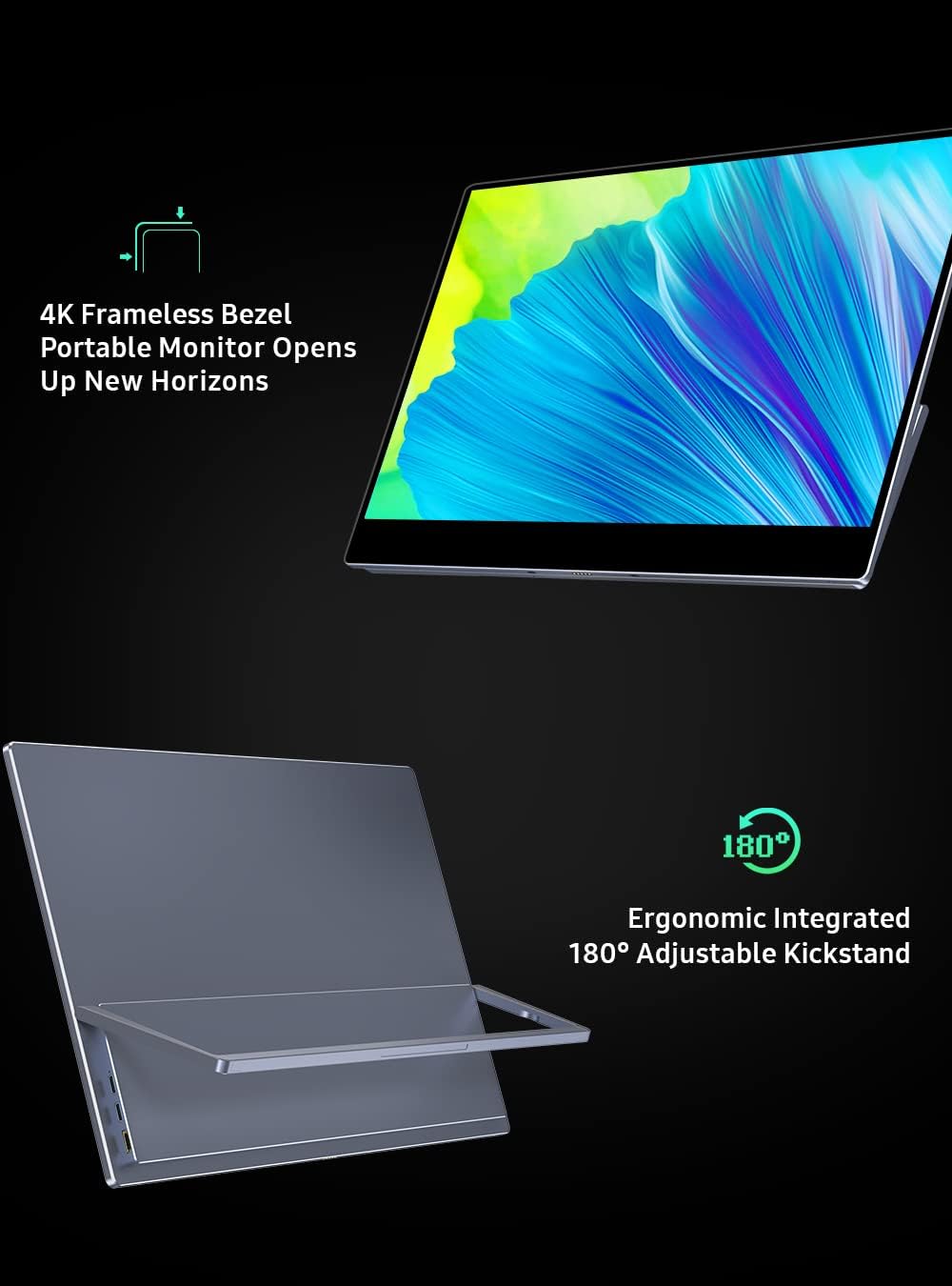 Magnetic Keyboard Portable 4K Monitor, UPERFECT 15.6'' Touchscreen w/Battery Frameless Bezel USB C Monitor, Integrated Kickstand, HDR FreeSync Eye Care Travel Monitor w/Detachable Keyboard & Touchpad