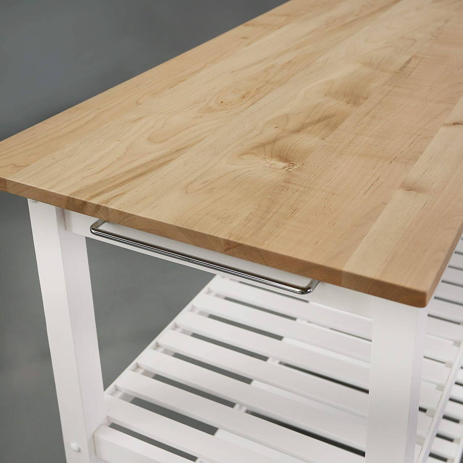 Kitchen Island with Solid American Hardwood Top, Natural/White, 40x22