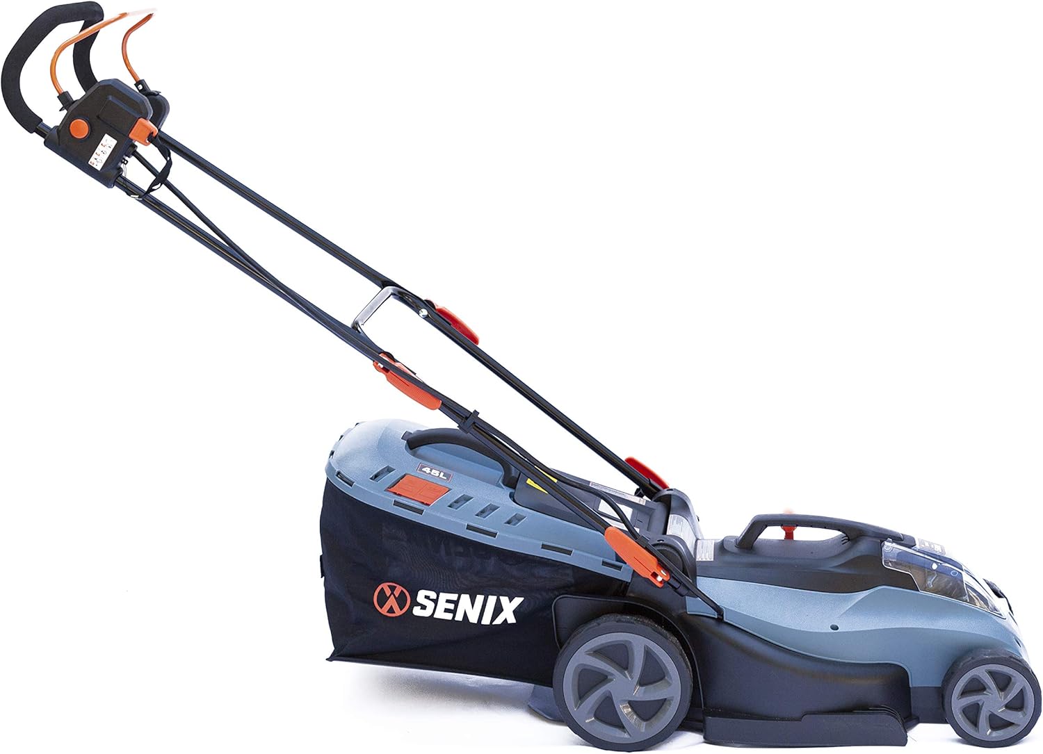 SENIX 58 Volt Lithium-Ion Cordless Brushless Push Lawn Mower with Battery and Charger Include, Blue, 15 Inch