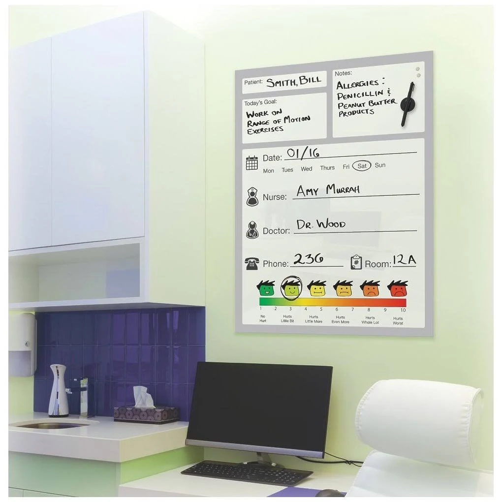 Patient Magnetic Glass Whiteboard 24x18 - Best-Rite - 84216