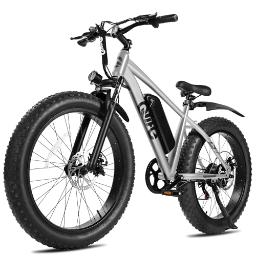 Racer Plus Adult Electric Bicycle, Peak 1000W Motor Electric Bike for Adults, Up to 28MPH 65Miles, 26x4.0 Fat Tire Electric Mountain Bike with 48V 13AH Battery, 7 Speed Front Suspension E Bike