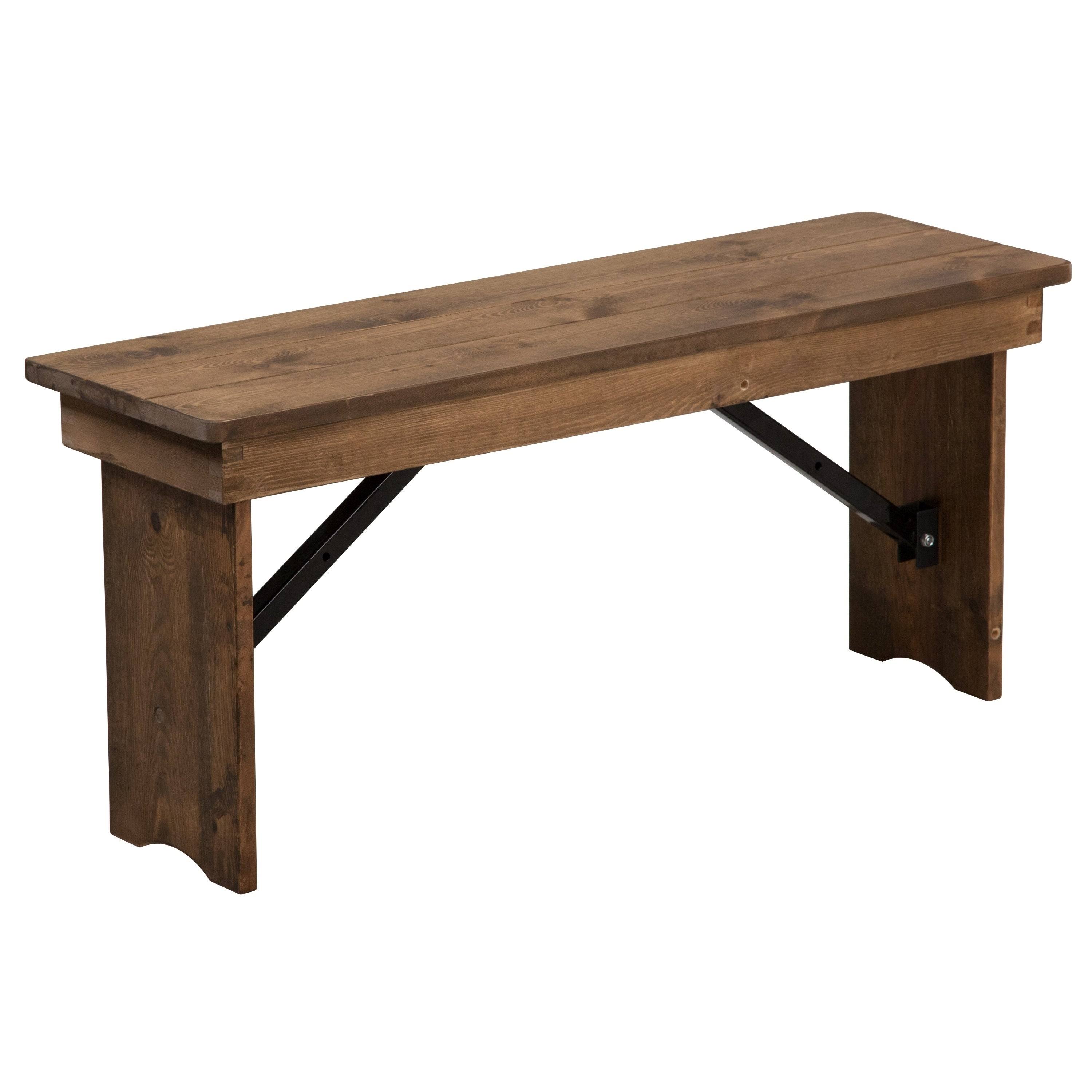 Lancaster Home Hercules Series 40 x 12 Solid Pine Folding Farm Bench Antique Rustic