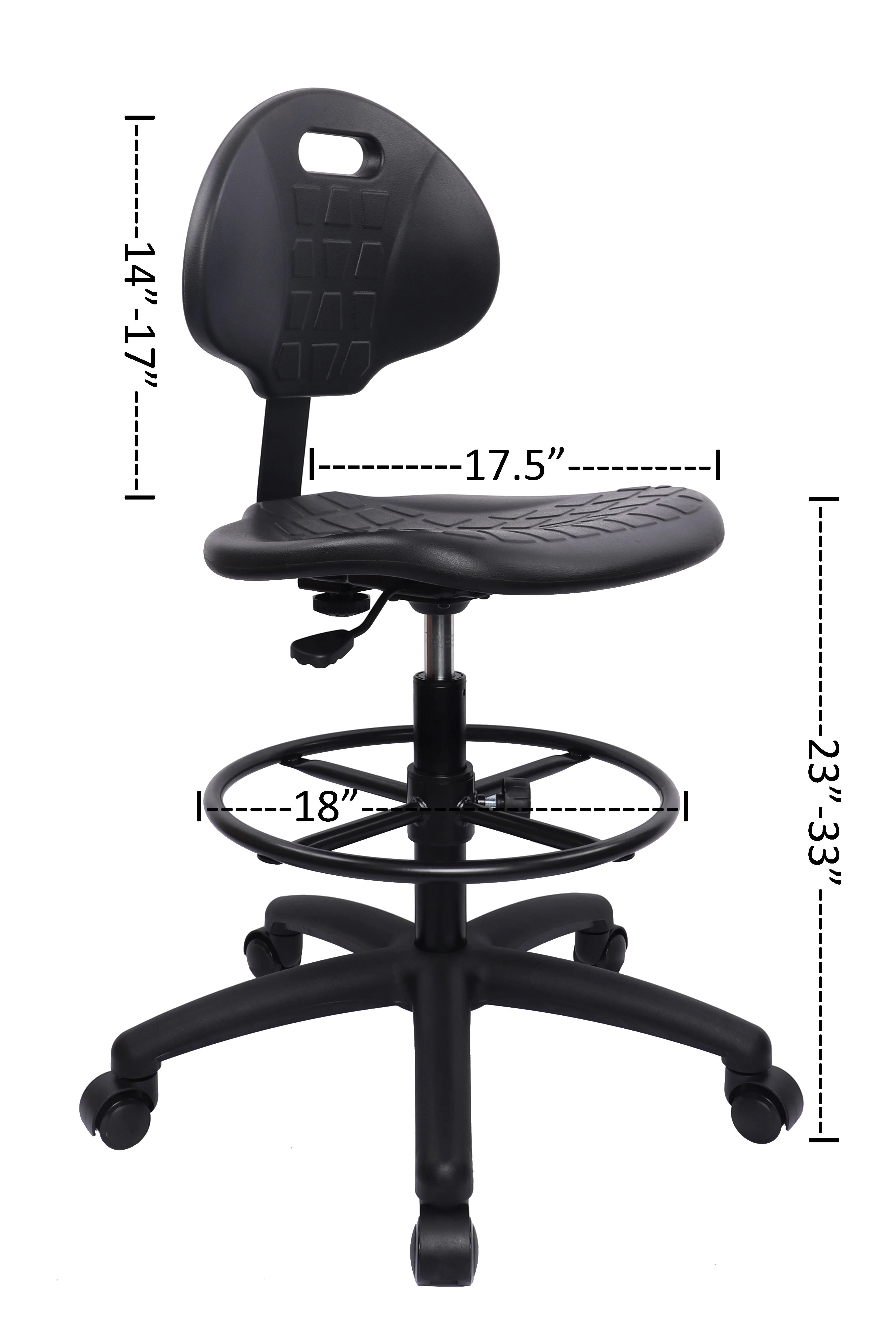 TAKE UR SEAT Deluxe Polyurethane Drafting Lab Stool Chair, 18" Adjustable Footring, 10" Adjustable Height, 450 lbs seat Capacity, Heavy Duty, Built and Shipped Within 24 Hours (Self-Braking))
