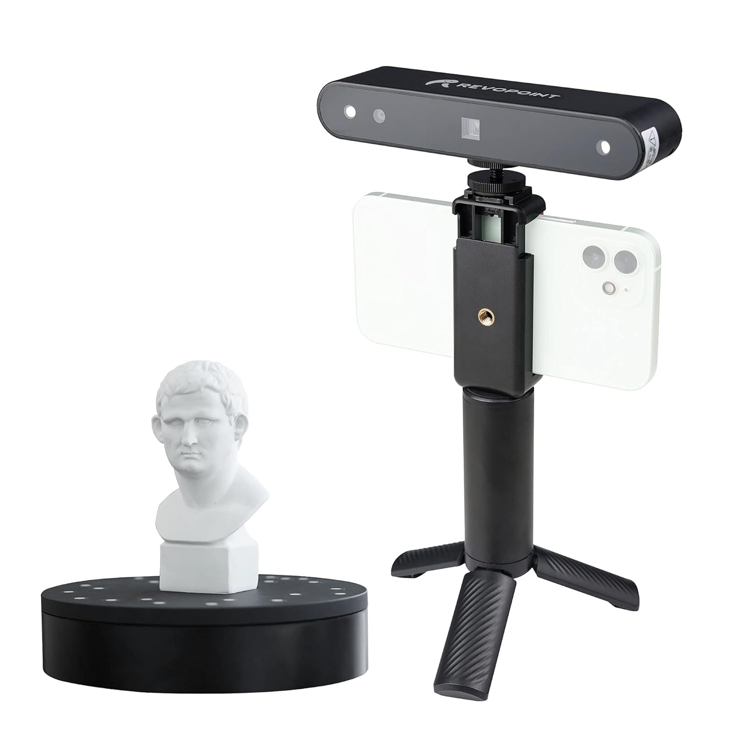 Revopoint POP 3D Scanner with Turntable 0.3mm Accuracy 8 Fps Scan Speed Desktop and Handheld Fixed/Auto Scan Mode for Face and Body Scanning Modes for Color 3D Printing - A3