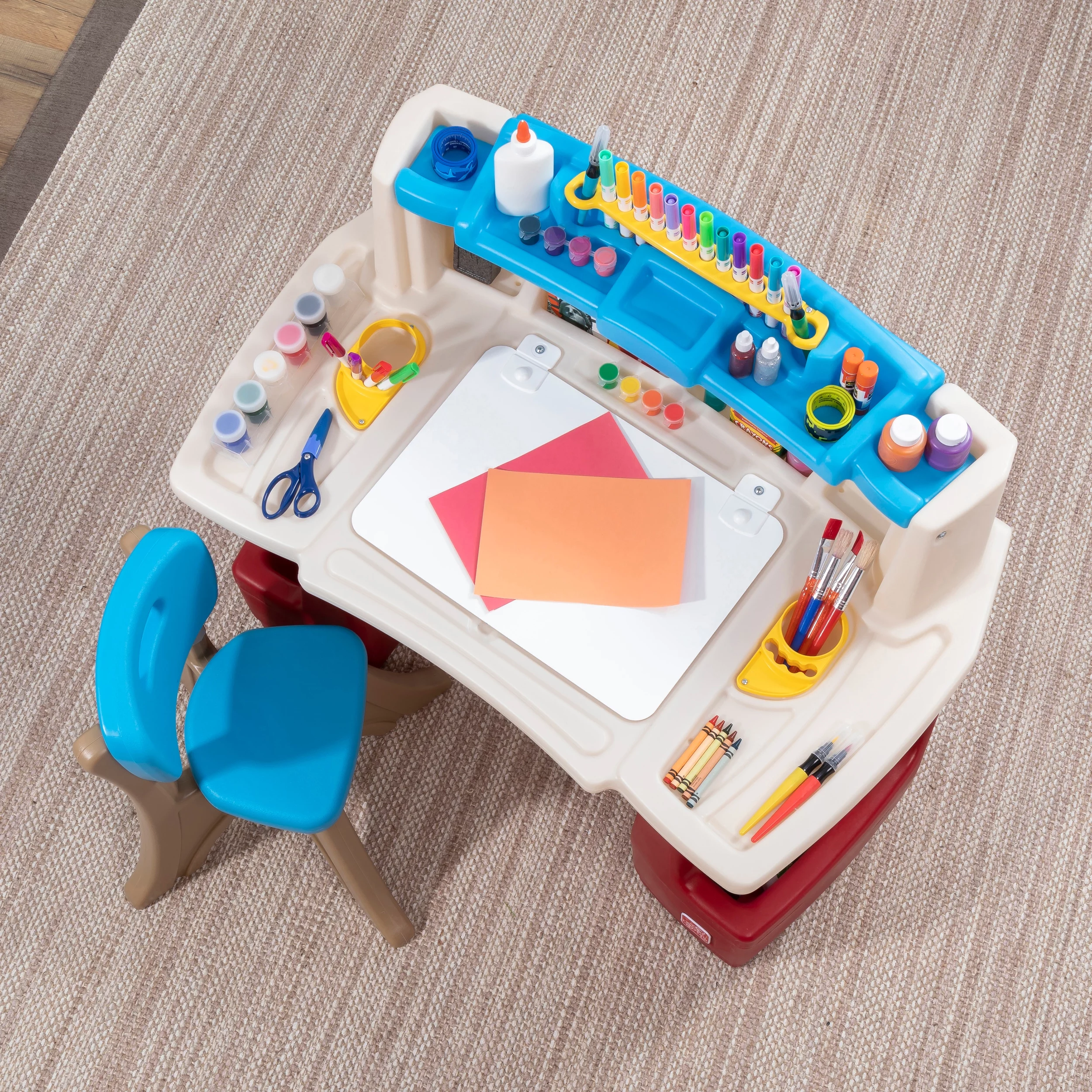Step2 Deluxe Art Master Desk Plastic Kids Activity Center and Table