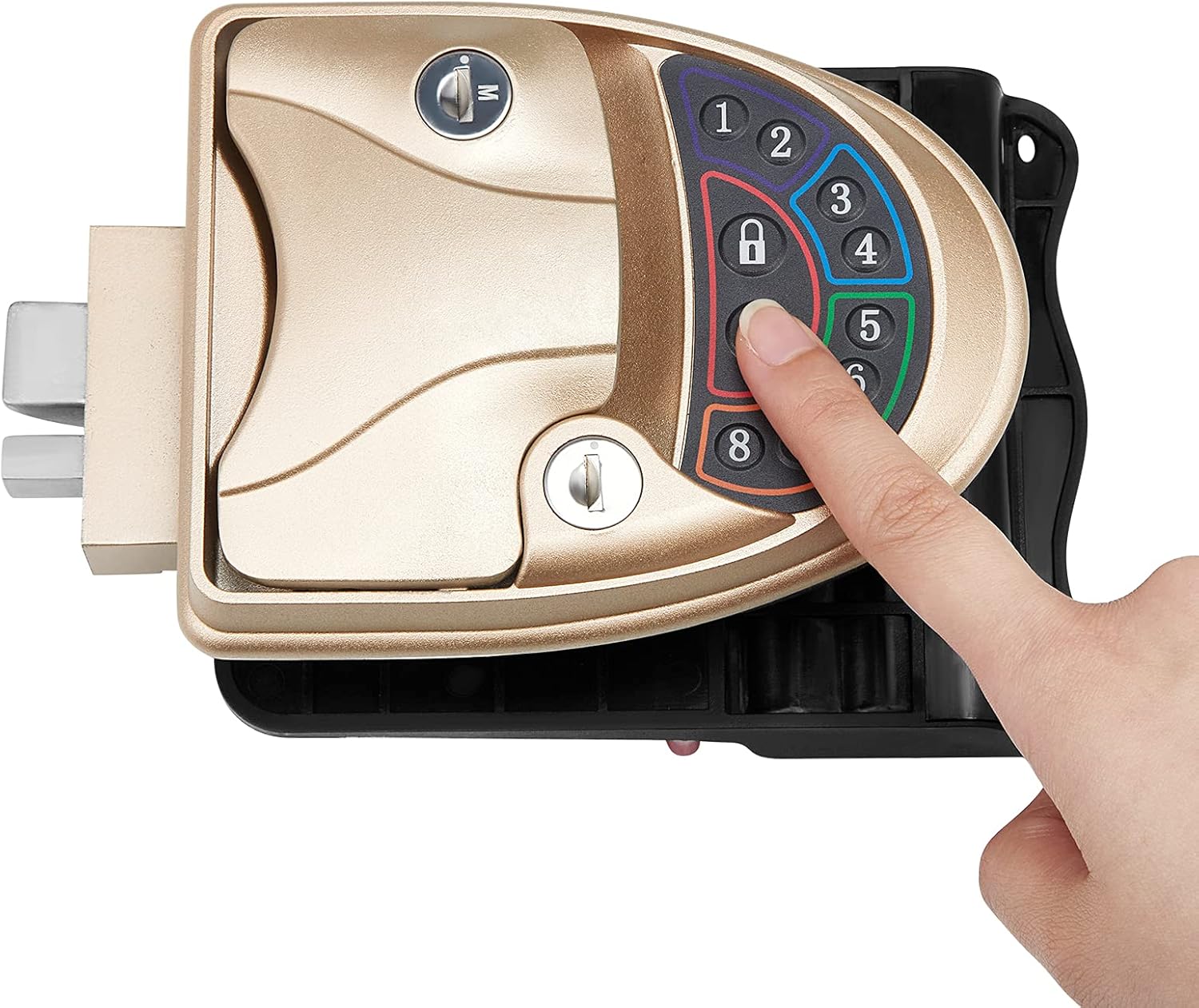 RV Door Lock Keyless Entry with Deadbolt, Zinc Alloy RV Door Latch with Two Wireless Remote Controllers, Handle Latch with Keypad & Fob 20m for RV Caravan Trailer Car Camper, RV Accessories