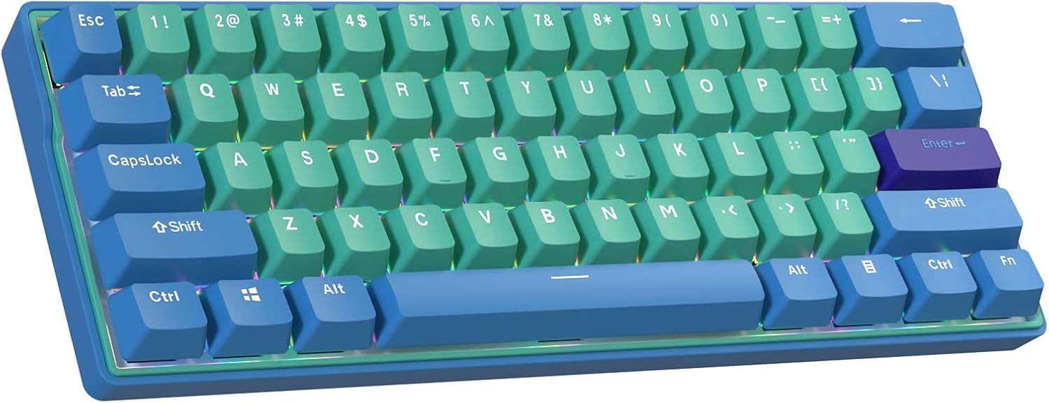 BOYI Wireless 60% Hot Swappable RGB Mechanical Keyboard,Bluetooth 5.0/Type-C Wired Dual Mode PBT Keycaps Ergonomic Gaming Keyboard for Win Mac Gamer PC Gamer (Cherry MX Brown Switch)