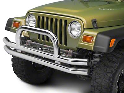 Jeep Wrangler Barricade Double Tubular Front Bumper with Classic Over-Rider Hoop; Polished J100502