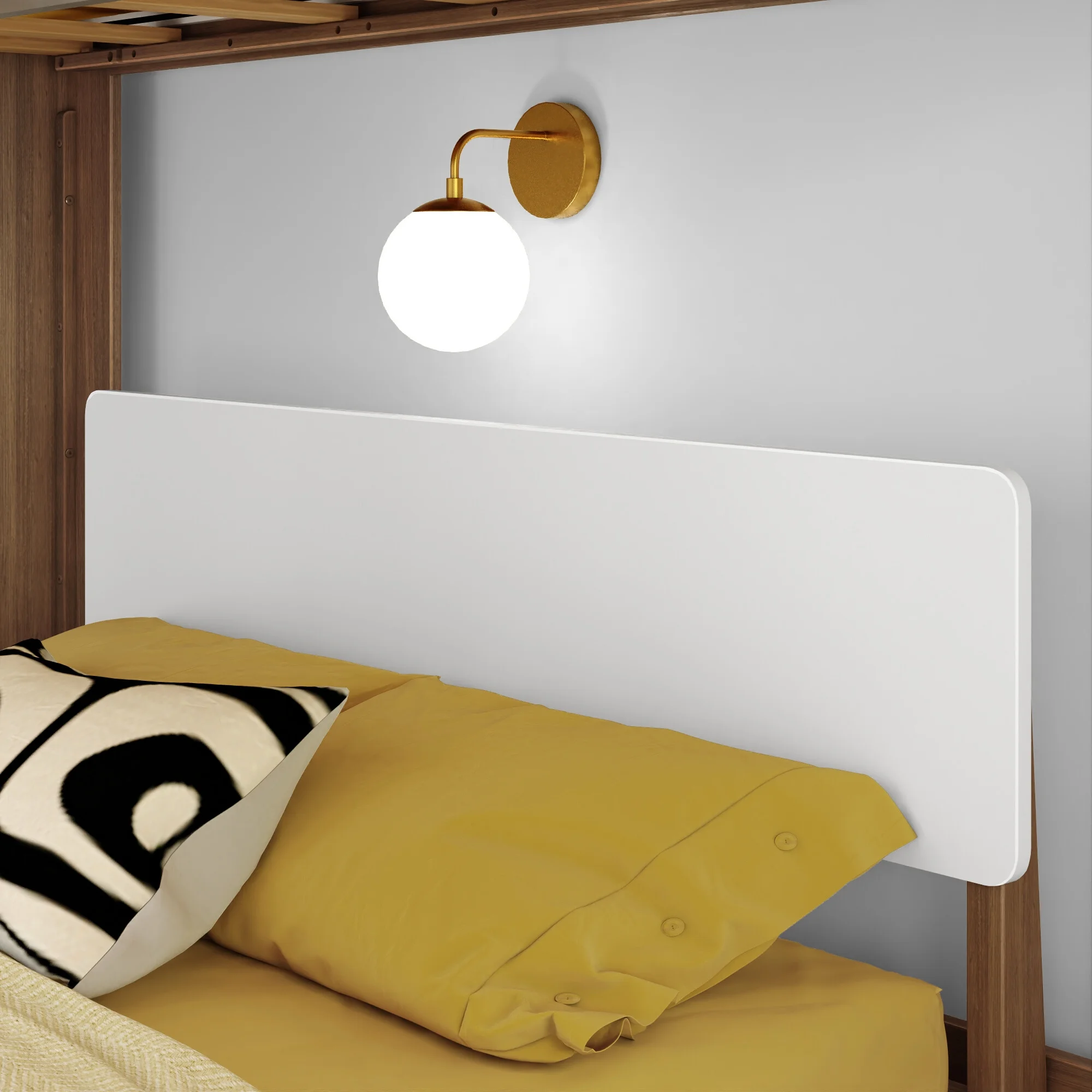 Max & Lily Twin over Full L-Shaped Bunk Bed, Mid-Century Modern Bunk Solid Wood Bunk for Kids, White/Pecan