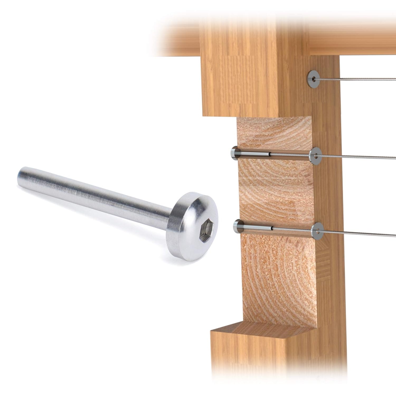 Muzata 20Pair Cable Railing kit Invisible 1/8 Upgraded Swage Tensioner and Terminal Hidden T316 Stainless Steel Round Head for 2-6 Wood Metal Post Deck Stairs WoodHidden System CR37, CV1 CV2