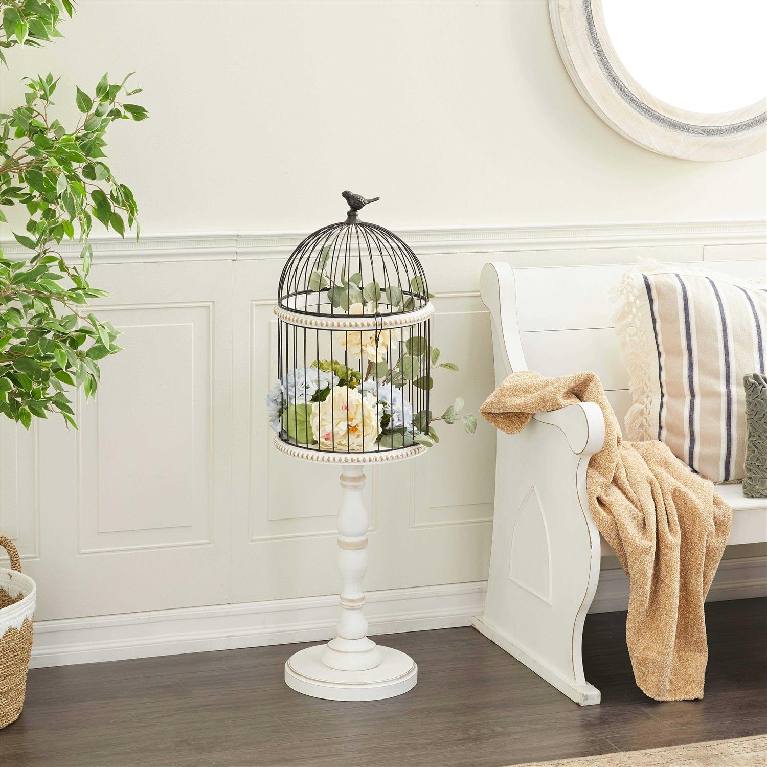 zph5263 White Wood Farmhouse Birdcage - Pet Supplies online store