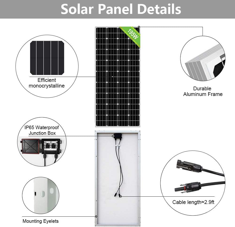 ECO-WORTHY 800W Solar Wind Power Kit: 1x 400W Wind Turbine Generator with Hybrid Controller + 2X 195W Mono Solar Panel for Home/RV/Boat/Farm/Street Light and Off-Grid Appliances