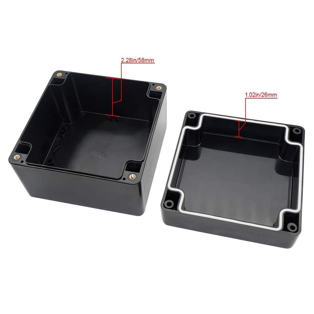 LeMotech ABS Plastic Electrical Project Case Power Junction Box, Project Box Black 10.4" x 7.2" x 3.7" (263 x 182 x 95 mm)(Pack of 1)