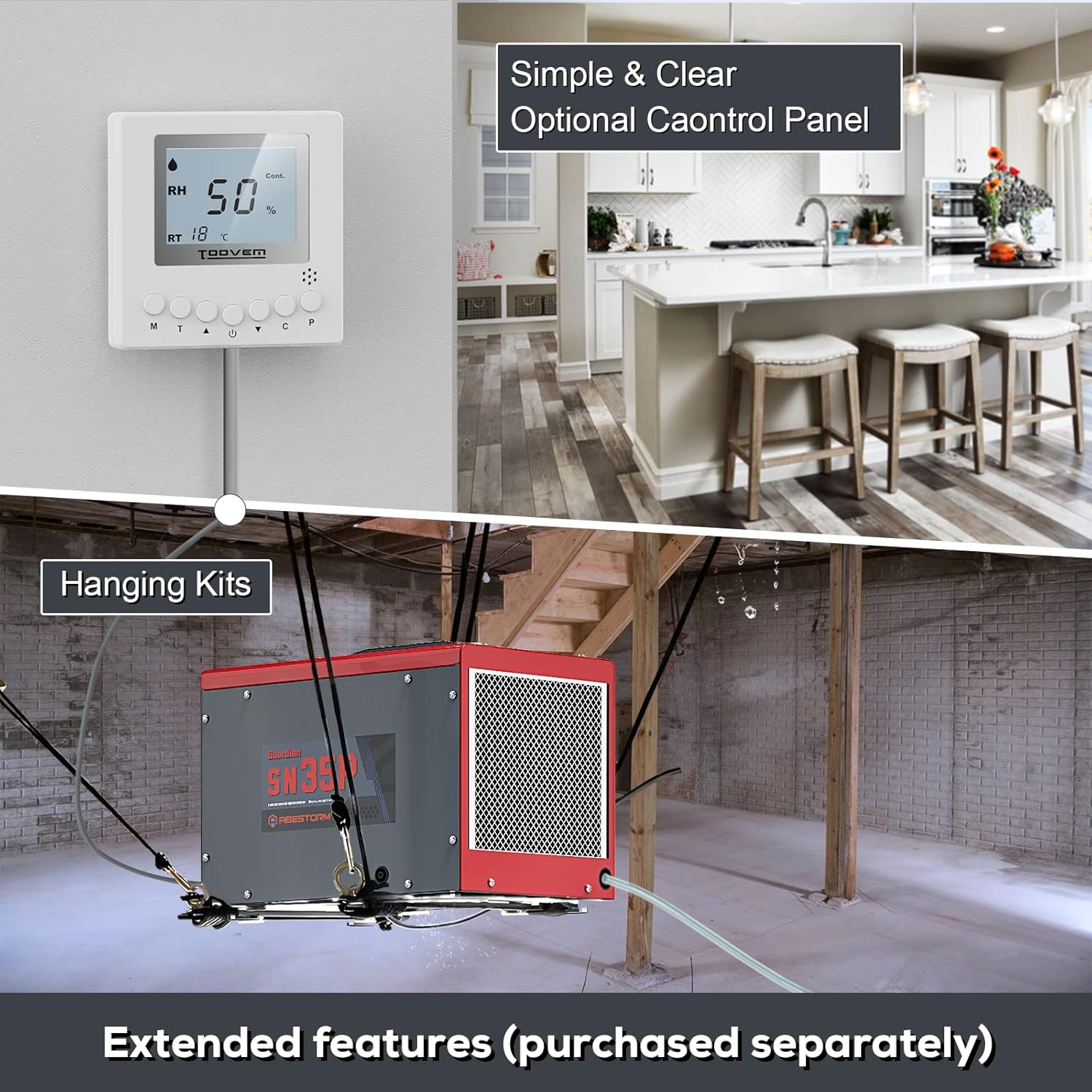 Abestorm Crawl Space Dehumidifiers with Pump and Hose, 70 PPD Energy Star Compact Portable Commercial Dehumidifier Up to 1,000 sq. ft. Auto Defrost, Memory Starting Crawlspace dehumidifiers