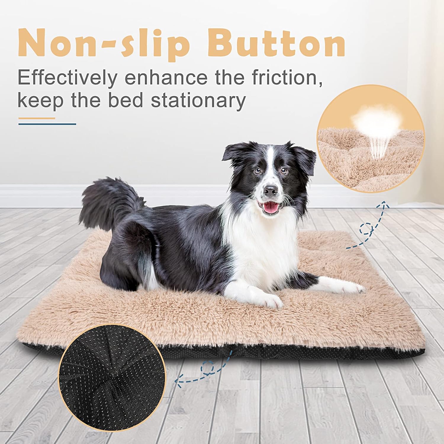 JOEJOY Large Dog Bed Crate Pad, Dog Beds for Large Dogs,Ultra Soft Calming Washable Non-Slip Kennel Crate Pad Mat for Extra Large Medium Small Dogs&Cats Sleeping and Anti Anxiety