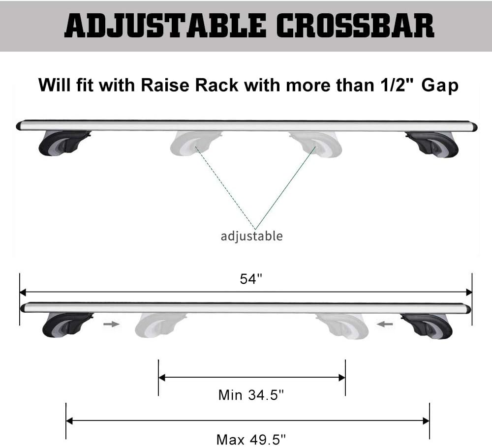 Otherya Aero Aluminum Universal 54'' Roof Rack Cross Bars, Existing Raised Side Rail with Gap - 198 lbs Load Capacity