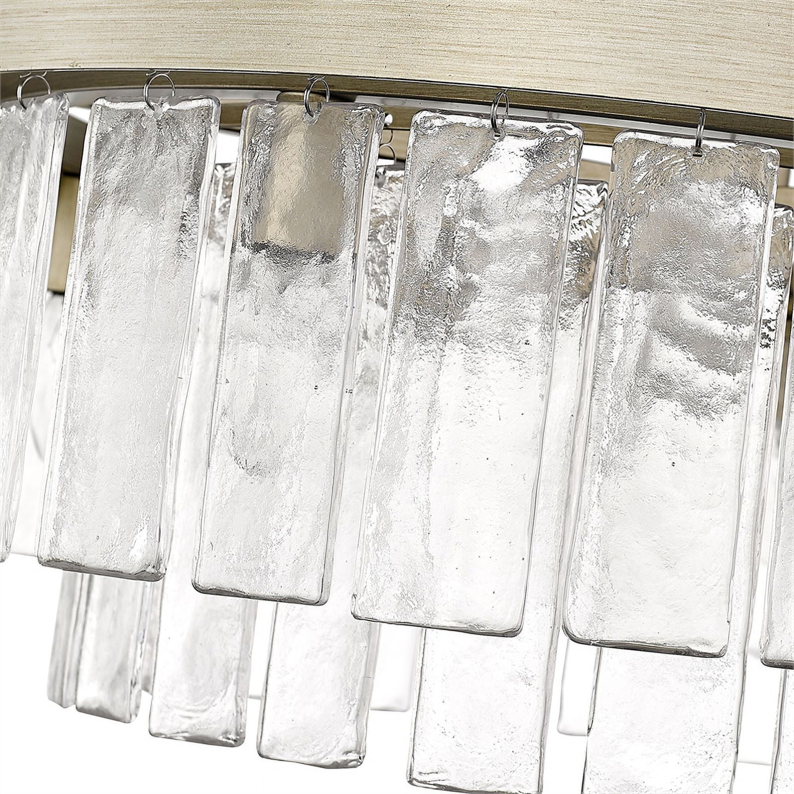 Ciara 9-Light Chandelier in White Gold with Hammered Water Glass